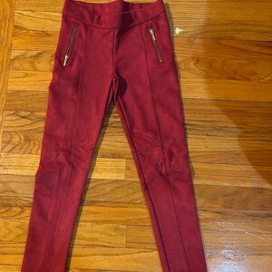 Janie and Jack Burgundy Leggings with Gold Zippers